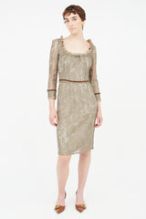 Dolce & Gabbana Brown Lace Midi Dress