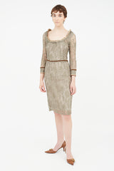 Dolce & Gabbana Brown Lace Midi Dress
