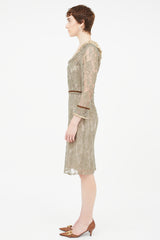 Dolce & Gabbana Brown Lace Midi Dress