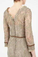 Dolce & Gabbana Brown Lace Midi Dress
