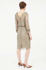 Dolce & Gabbana Brown Lace Midi Dress
