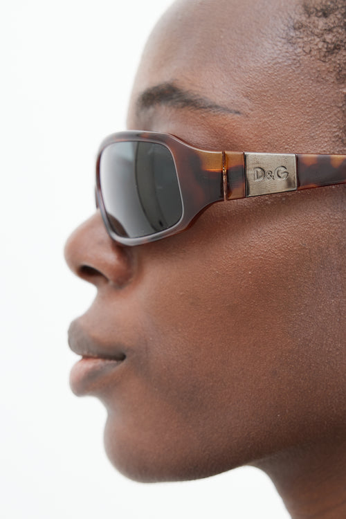 Dolce & Gabbana Brown Print 2075 Rectangular Sunglasses