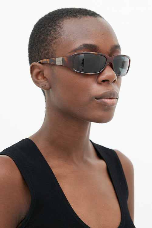 Dolce & Gabbana Brown Print 2075 Rectangular Sunglasses
