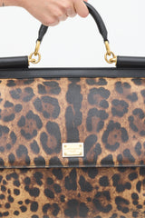 Dolce & Gabbana Black & Brown Leather Printed Sicily Bag