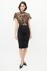 Dolce & Gabbana Brown Printed Gathered Tie Top