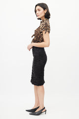 Dolce & Gabbana Brown Printed Gathered Tie Top