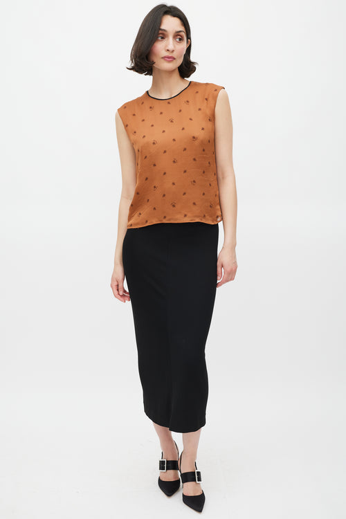 Dolce & Gabbana Brown Silk Floral Tie Back Top