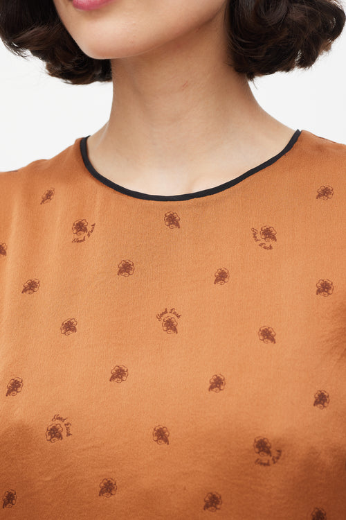 Dolce & Gabbana Brown Silk Floral Tie Back Top