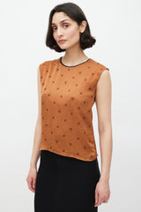Dolce & Gabbana Brown Silk Floral Tie Back Top