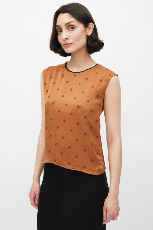 Dolce & Gabbana Brown Silk Floral Tie Back Top