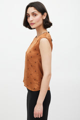 Dolce & Gabbana Brown Silk Floral Tie Back Top