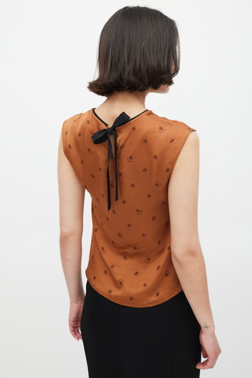 Dolce & Gabbana Brown Silk Floral Tie Back Top