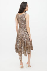 Dolce & Gabbana Brown Silk Printed Cowl Dress