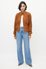 Dolce & Gabbana Brown Suede Bomber Jacket