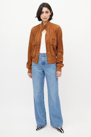 Dolce & Gabbana Brown Suede Bomber Jacket