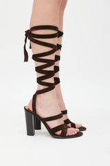 Dolce & Gabbana Brown Suede Strappy Wrapped Heel