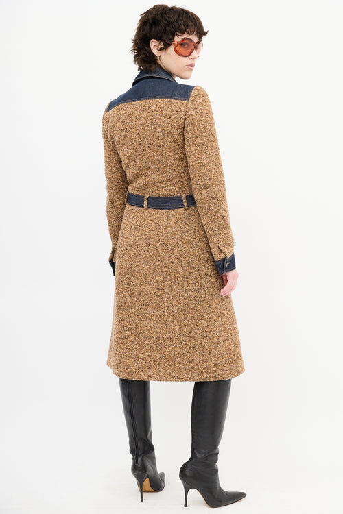 Dolce & Gabbana Brown Tweed & Denim Trench Coat