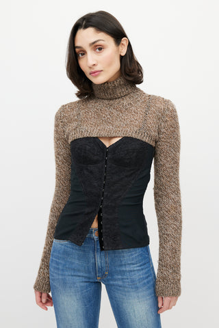 Dolce & Gabbana Brown Wool Cropped Sweater Shrug