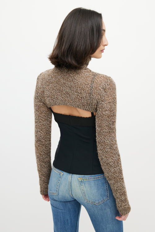 Dolce & Gabbana Brown Wool Cropped Sweater Shrug