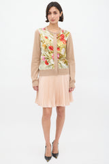 Dolce & Gabbana D&G Brown Cashmere & Multi Silk Floral Cardigan