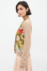 Dolce & Gabbana D&G Brown Cashmere & Multi Silk Floral Cardigan