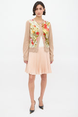 Dolce & Gabbana D&G Brown Cashmere & Multi Silk Floral Cardigan