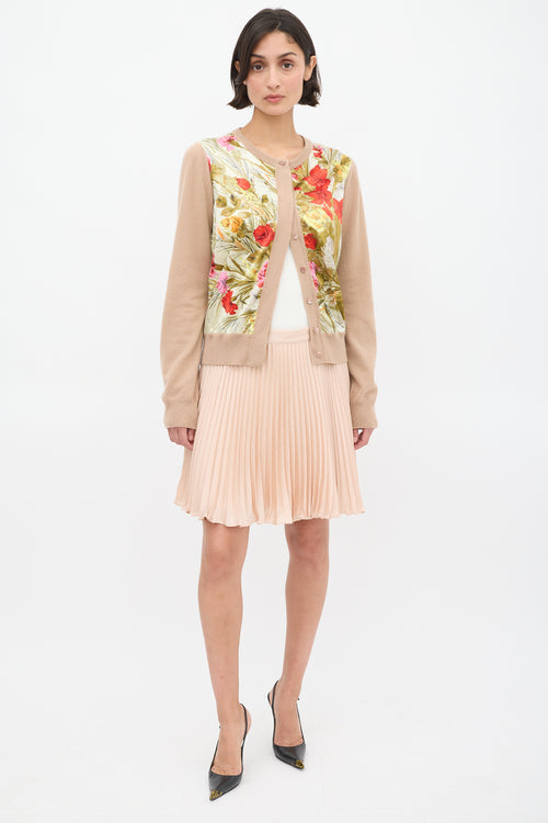 Brown Cashmere & Multi Silk Floral Cardigan