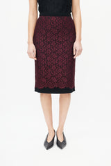 Dolce & Gabbana Burgundy & Black Lace Skirt