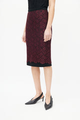 Dolce & Gabbana Burgundy & Black Lace Skirt