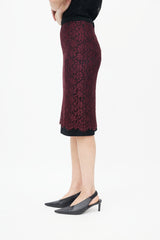 Dolce & Gabbana Burgundy & Black Lace Skirt
