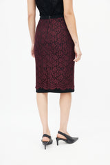 Dolce & Gabbana Burgundy & Black Lace Skirt