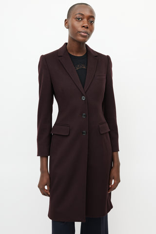 Dolce & Gabbana Burgundy Wool Coat