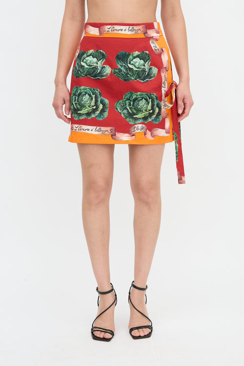 Dolce & Gabbana Cabbage Printed Mini Skirt