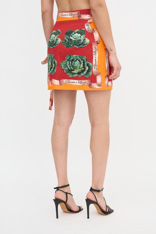 Dolce & Gabbana Cabbage Printed Mini Skirt
