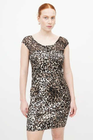 Dolce & Gabbana Cream & Black Print Silk Dress