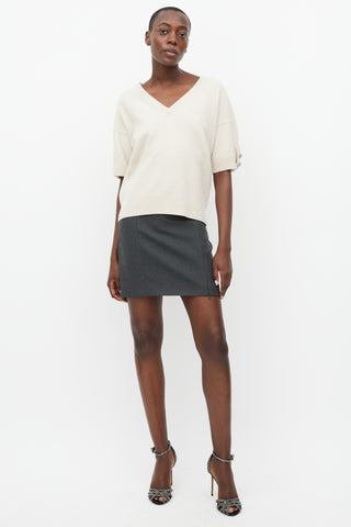 Dolce & Gabbana Cream Cashmere Jewel Sleeve Sweater