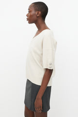 Dolce & Gabbana Cream Cashmere Jewel Sleeve Sweater