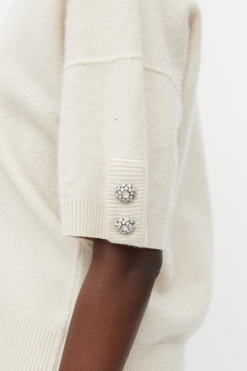 Dolce & Gabbana Cream Cashmere Jewel Sleeve Sweater