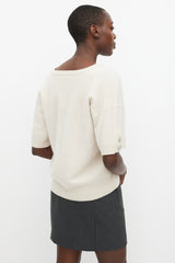 Dolce & Gabbana Cream Cashmere Jewel Sleeve Sweater