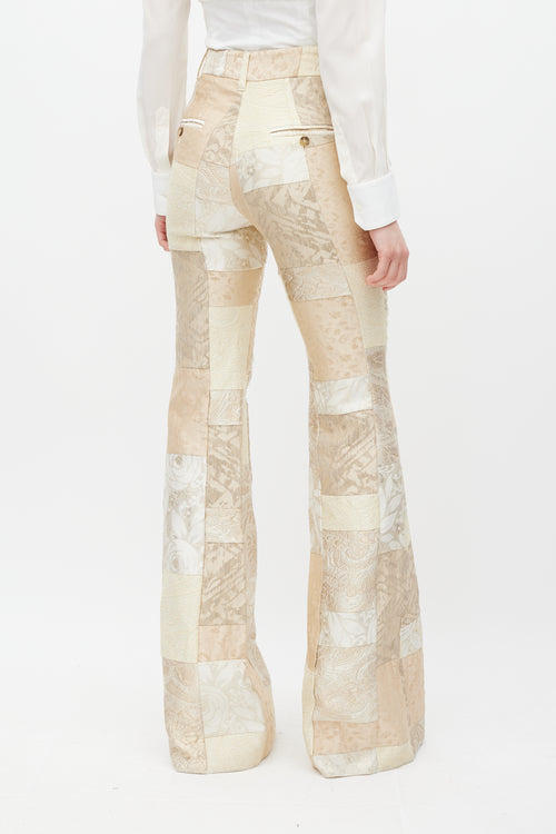 Dolce & Gabbana Cream Jacquard Patchwork Flared Trouser