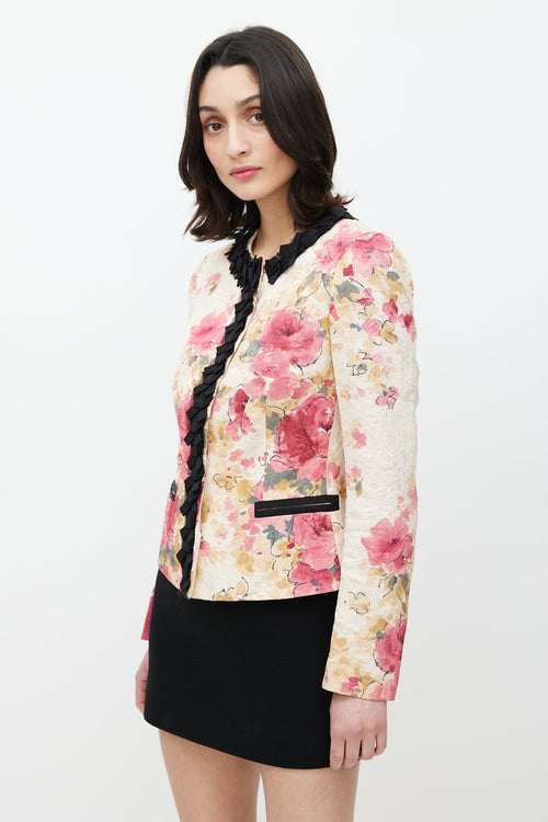 Dolce & Gabbana Cream & Multicolour Floral Jacket