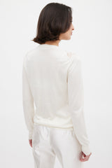 Dolce & Gabbana Cream Silk Floral Lace Panelled Cardigan