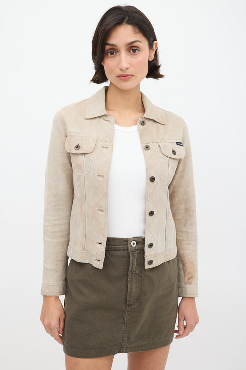 Dolce & Gabbana D&G Beige Suede & Leather Lined Jacket