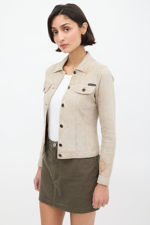 Dolce & Gabbana D&G Beige Suede & Leather Lined Jacket