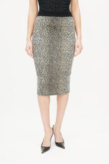 Dolce & Gabbana D&G Black & Brown Print Pencil Skirt