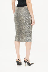 Dolce & Gabbana D&G Black & Brown Print Pencil Skirt