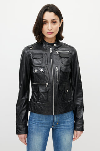 Dolce & Gabbana D&G Black Cargo Leather Jacket