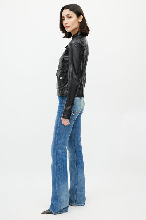 Dolce & Gabbana D&G Black Cargo Leather Jacket