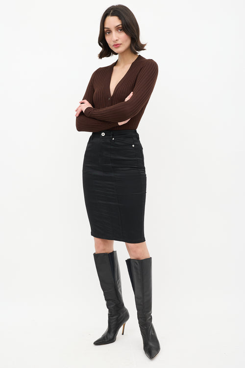 Dolce & Gabbana D&G Black Cotton Midi Pencil Skirt