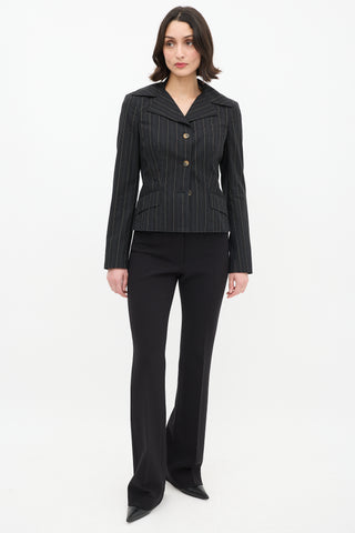 Dolce & Gabbana D&G Black Cotton Pinstripe Blazer